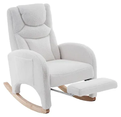 Obrázok produktu pre Hojdacia stolička - Zavesiaca stolička - Stolička s podnožkou - Čalúnenie z plyšovej látky - Ergonomická opierka chrbta