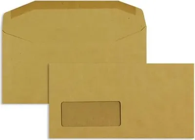 Produktbild von Kuvertierhüllen DINlang 80g/qm gummiert Sonderfenster VE=1000 Stück braun