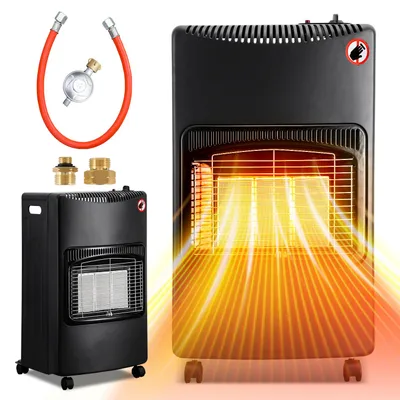Produktbild von Ikodm Mobile Gasheizung 4,2 kW faltbar, Infrarot Gasofen für LPG, Piezozündung, 4 Rollen, Europa-Set