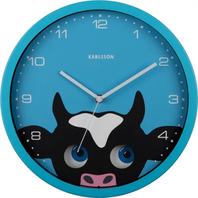 Produktbild von Karlsson – Wanduhr Peekaboo Cow – Blau – Ø30,8 cm