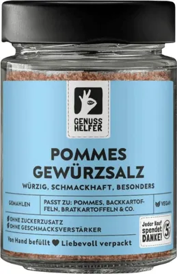 Produktbild von Pommessalz, Pommesgewürz mit Meersalz, auch ideal als Bratkartoffelgewürz, 130g im Glas