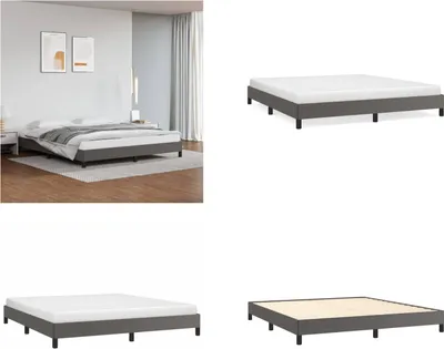 Produktbild von vidaXL Bettgestell Grau 160x200 cm Kunstleder - Bettgestell - Bettgestelle - Bett - Schlafzimmermöbel