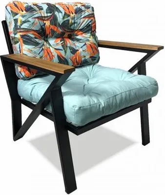 Produktbild von Sessel Gepolsterter Sessel Stuhl Metallgestell Mit Kissen Blumenmuster