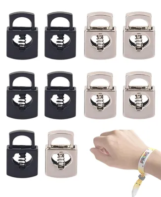 10 Kordelstopper mit Feder, Doppelloch, für Armbänder & mehr