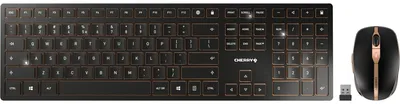 Produktbild von CHERRY DW 9100 SLIM Tastatur Maus enthalten Universal RF Wireless + Bluetooth QWERTY US Englisch Schwarz