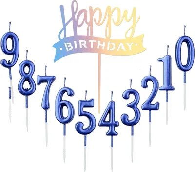Produktbild von 10 Stück Geburtstagskerzen, Zahlenkerzen für Torten, Geburtstagskerzen mit Zahlen, "Happy Birthday"-Kerzen mit Zahlen