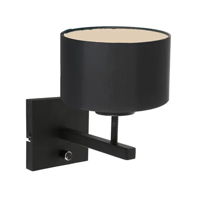Image de Steinhauer - applique murale - Stang - noir - métal tissu - lampe de lit - E27 - 7200ZW