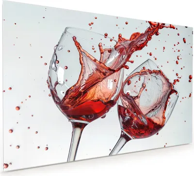 Produktbild von Küchenrückwand Spritzschutz Glas mit Motiv Weinkelchplätschern 40 x 40 cm