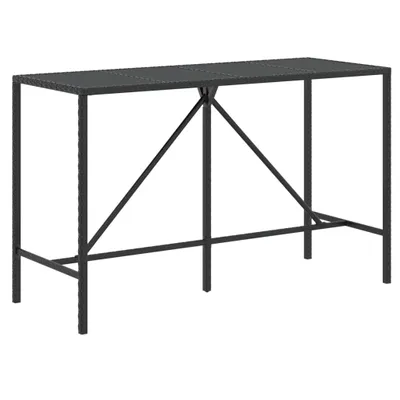 Immagine prodotto di vidaXL Tavolo da bar con piano in vetro nero 180x70x110 cm in poly rattan