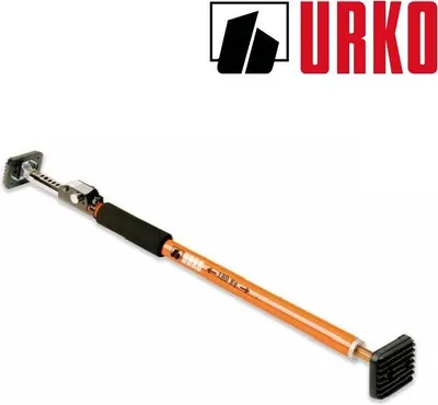 A product shot of an adjustable telescopic support pole against a white background, with the brand logo visible.