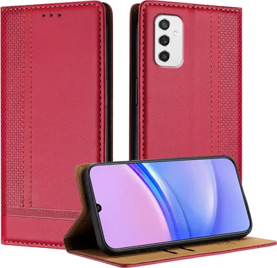 Produktbild von Handyhülle für Samsung Galaxy M52 5G Leder Flip Klappbare Schutzhülle mit Standfunktion Rot