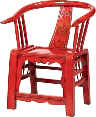 Produktbild von Fine Asianliving Antiker chinesischer Armlehnstuhl Traditionell Rot B69xT69xH95cm