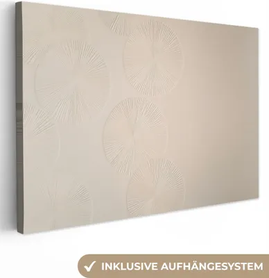 Produktbild von Leinwand Bilder 120x80 cm - Japandi - Kreise - Beige, Bild Modern, Wanddeko, Gemälde