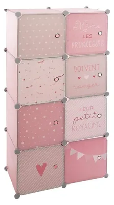 Kinderregal 8 Fächer mit Türen 65x31,5x125 cm rosa