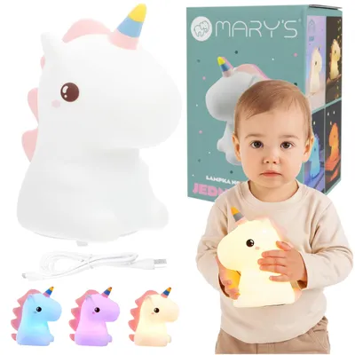 Obrázek produktu pro Bezdrátová LED lampička do dětského pokoje, motiv jednorožec, barevné RGB podsvícení, napájení USB