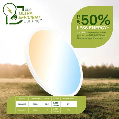 Immagine prodotto di Briloner TAVA Pannello LED, CEE A sorgente luminosa*, dimmerabile, telecomando, Ø42 x 3 cm plafoniera a led, plafoniera per soggiorno, lampada da soffitto, bianco