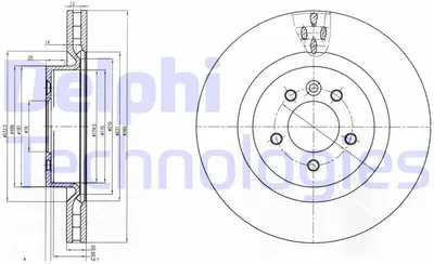 Produktbild von 2x DELPHI Bremsscheibe BG9007C für LAND ROVER Range Rover Sport (L320) 62 1mm