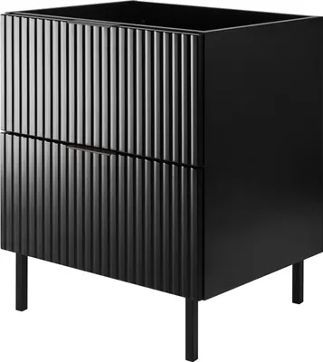 Produktbild von Waschtischunterschrank, Mattweiß, 60 x 77 x 46 cm, Schwarz mit schwarzen Griffen