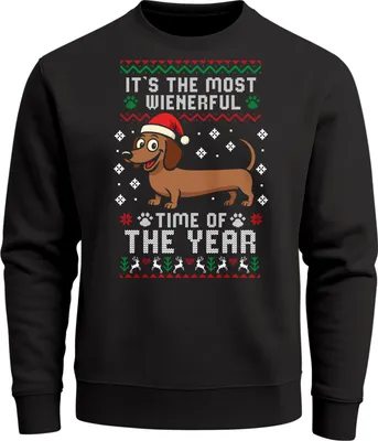 Produktbild von Sweatshirt Herren Weihnachtspullover Ugly Christmas Sweater Dackel Aufdruck XMAS Weihnachtsoutfit Männer Moonworks®