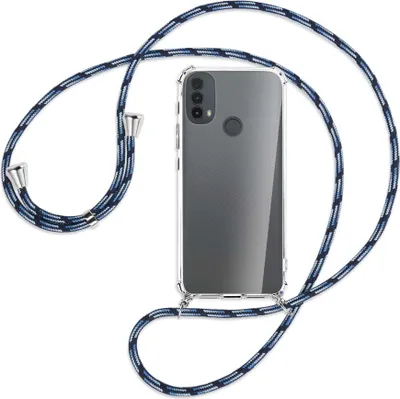 Produktbild von Handykette Backcover-Schutzhülle mit Band (Metall silberfarben) für Motorola Moto E30, Moto E40 - Blautöne