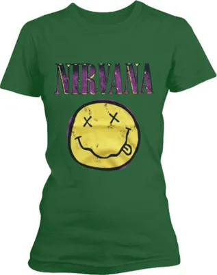 Image de Nirvana - Xerox Smiley Rose Femme Grand T-shirt - Vert