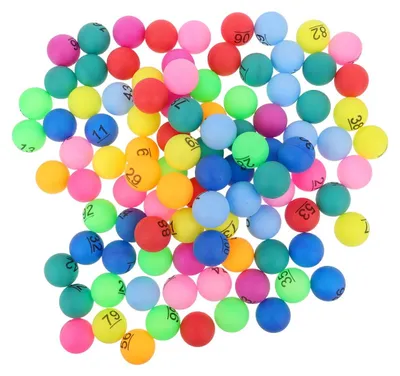 Bingoballen 1-100, 100 Stück, bunt, nummeriert, für Partys