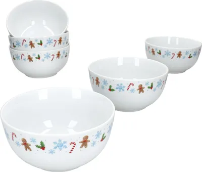 Zdjęcie produktu dla MamboCat Candyman zestaw 6 misek na płatki śniadaniowe Ø 14 cm porcelana Boże Narodzenie