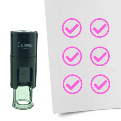 Produktbild von CombiCraft Selbstfärbender Stempel 'Checkbox mit Häkchen' in der Farbe Pink, Ø10mm