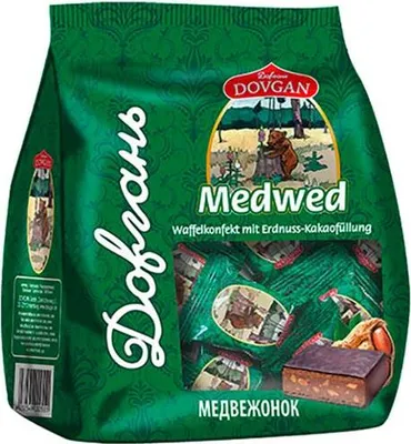 Produktbild von DOVGAN Medwed Waffelkonfekt mit Erdnuss-Kakaofüllung 200g
