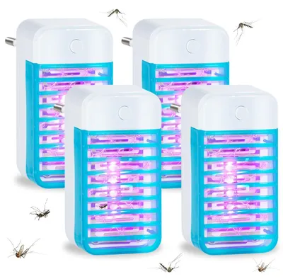 Immagine prodotto di Lampade per zanzare, confezione da 4, dispositivi elettrici per la disinfestazione di insetti, trappole per zanzare elettriche con lampada UV