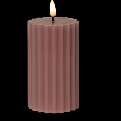 Produktbild von Star LED Echtwachs Stumpenkerze mit Timer, 7,5 x 15 cm, altrosa