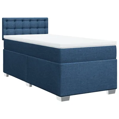 Image de vidaXL Lit boxspring avec matelas bleu 100x200 cm Tissu