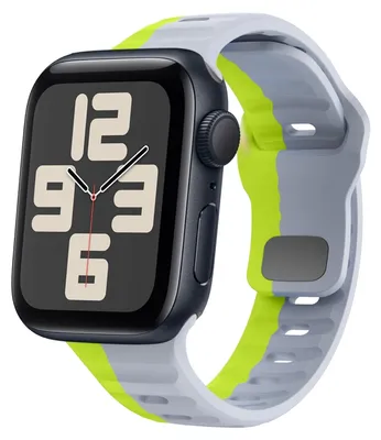 Image de Pour Apple Watch SE 2023 44 mm : bracelet en silicone à motif ondulé, gris / vert