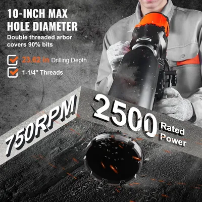 Produktbild von Diamantbohrmaschine 2500W - 25 cm (10 Zoll) Nassbohrmaschine mit Stativ und Rädern für Beton und Stein