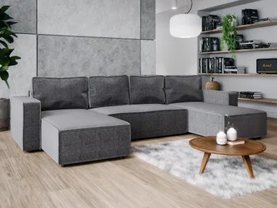 Obrázek produktu pro Velká sedací souprava do U BRIK XL 338x169 BOSS 12 Grafit – Rozkládací s úložným prostorem