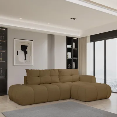 Produktbild von Masseno Ecksofa FLUMA R-S mit Schlaffunktion L-Form, Sofa mit Bettkasten, Wohnzimmersofa, Couch, Soffa, Bettsofa, Couchgarnitur- Orange, QUELLE 17