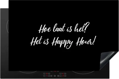 Produktbild von KitchenYeah© Herdabdeckplatte Wie spät ist es? Es ist Happy Hour! - Trinken - Zitate - Sprichwörter - Alkohol , 80x52cm, Küche Deko, Glaskeramikkochfeld Herdabdeckung, Abdeckplatte fùr Kochfeld