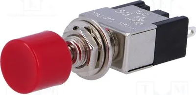 Immagine prodotto di 1 interruttore a pulsante, 3A/250VAC, PA106A1, rosso, interruttore a scatto, posizione: 2, ON-(ON)