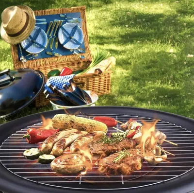Zdjęcie produktu dla Ognisko – Grill – Stół do ogniska – Kosz na ognisko – Grill – 2 w 1 – Ognisko do użytku zewnętrznego – Pazura – Przenośne – Czarny