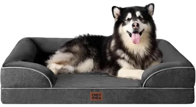 Image de Lit orthopédique pour chien, taille XXL, 132x104 cm, mousse à mémoire de forme, lavable, imperméable, couleur gris foncé
