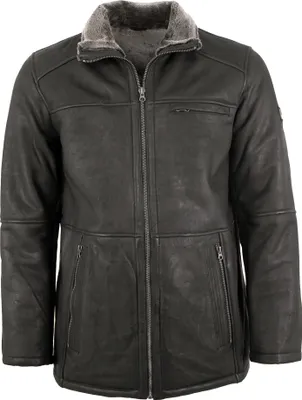 Produktbild von Redpoint - Herren Lederjacke Lammleder Kunstfell schwarz : 74