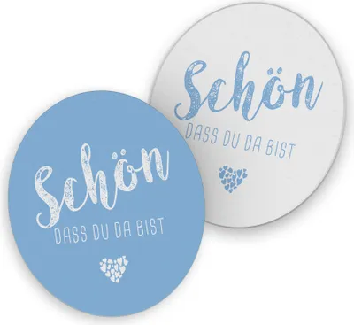 Produktbild von itenga 40x Bierdeckel Untersetzer "Schön dass du da bist" hellblau