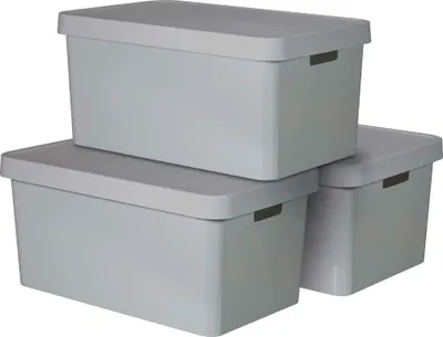 Immagine prodotto di Set di 3 contenitori INFINITY con coperchio 45L grigio chiaro