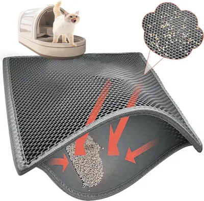 Produktbild von 40-x-60-cm-wasserfeste-doppellagige-honigwaben-katzenstreumatte-für-katzenklos-grau