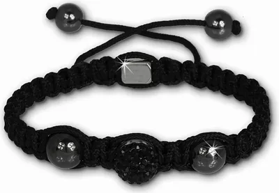 Produktbild von Shamballa Armband original Sterlinx mit 1 schwarzen Glitzerkugel SHS11S