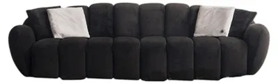 Image de Canapé rembourré noir design cinq places Canapé en tissu raffiné Meubles