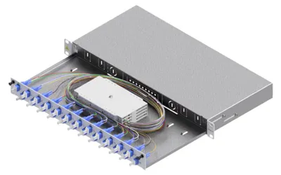Produktbild von EasyLan LWL-Spleißbox Grade C 19-Zoll 1HE, 24 Ports, 24x LC-Duplex, OS2