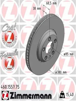 Produktbild von ZIMMERMANN Bremsscheibe Vorne Links für PORSCHE Cayenne (9PA) 380mm 460.1557.75