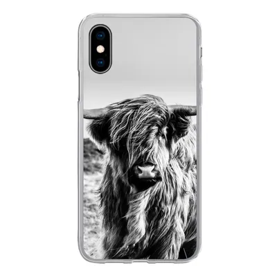 Produktbild von MuchoWow® Handyhülle Schutzhülle Hülle für iPhone X Kuh - Schottischer Hochländer - Schwarz - Weiß - Tier - Natur - Wildtiere Silikon Softcase Handy Hülle - Handyhülle