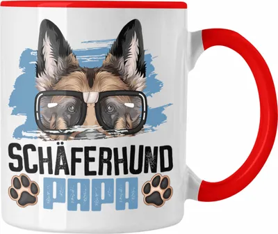 Produktbild von Trendation - Schäferhund Papa Besitzer Tasse Geschenk Lustiger Spruch Geschenkidee Schäferhund Liebhaber (Rot)